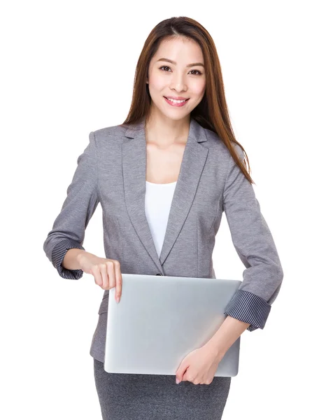 Businesswoman with laptop computer — Stock Photo, Image