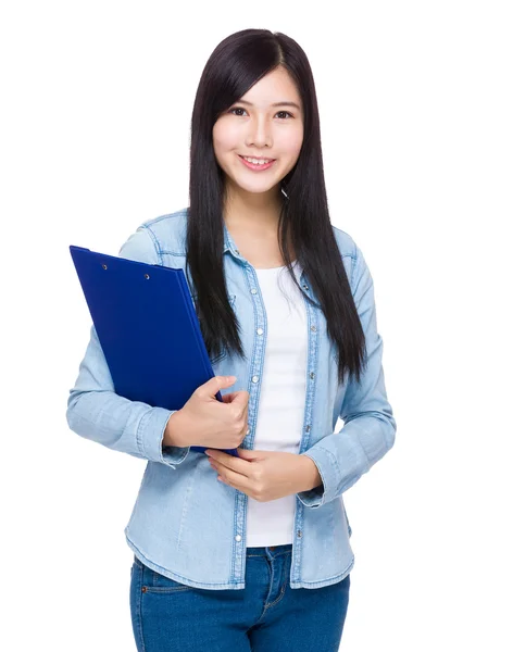 Young woman with clipboard — Stock Photo, Image