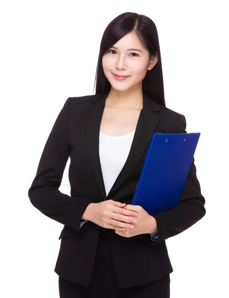 Young businesswoman with clipboard — Stock Photo, Image