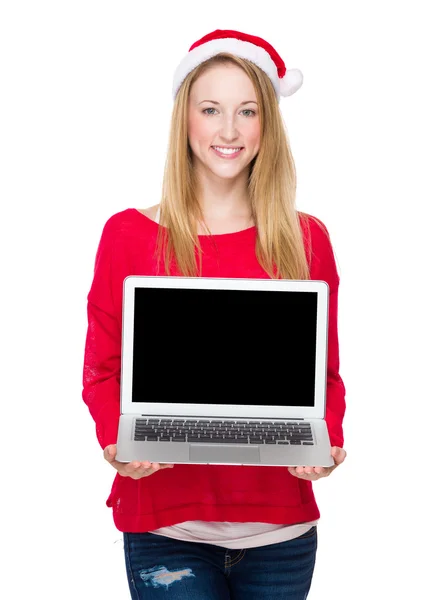 Girl in Christmas hat — Stock Photo, Image