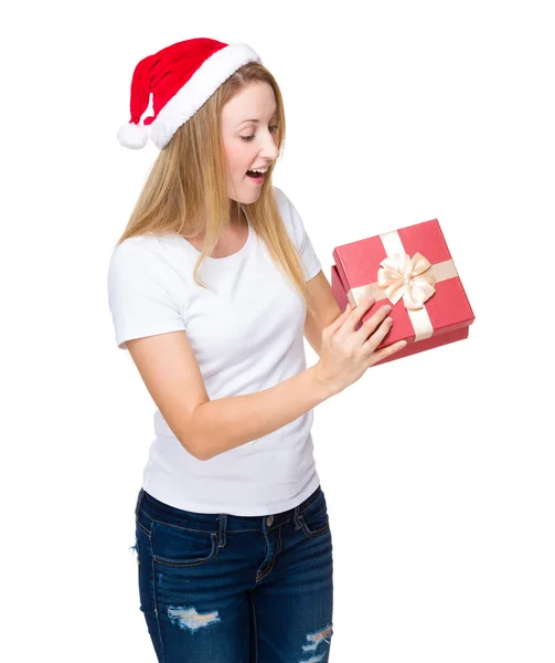 Girl in Christmas hat — Stock Photo, Image