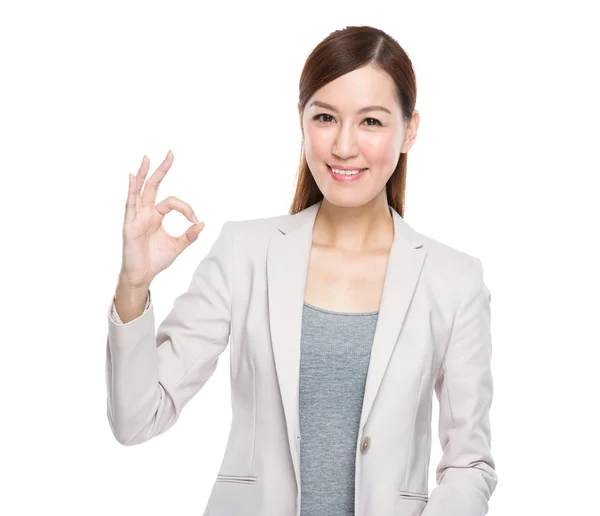 Businesswoman with OK sign — Stock Photo, Image