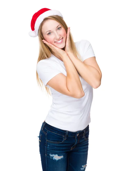 Chica en sombrero de Navidad Imágenes De Stock Sin Royalties Gratis