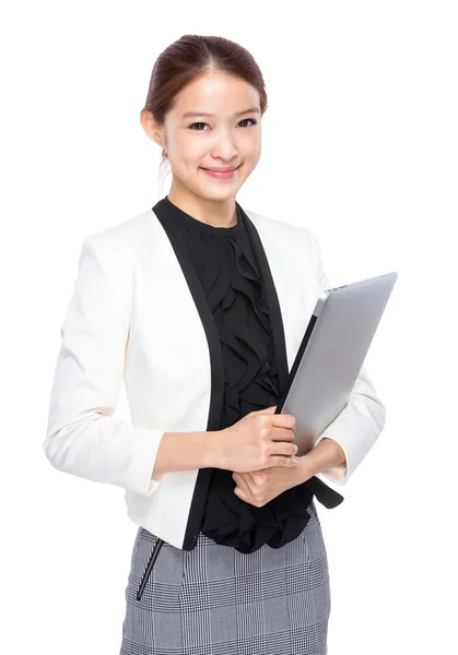 Young businesswoman with laptop — Stock Photo, Image