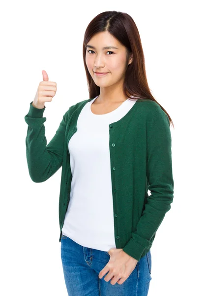 親指で若いアジア女性 — ストック写真