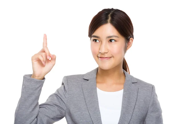 Young asian businesswoman pointing — Stock Photo, Image