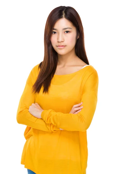 Young woman with arms crossed — Stock Photo, Image