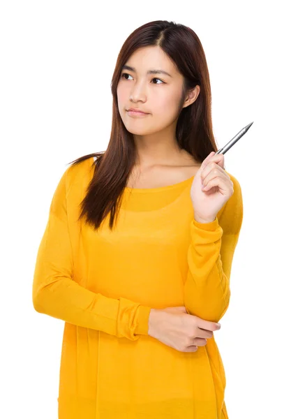 Woman thinking of something — Stock Photo, Image