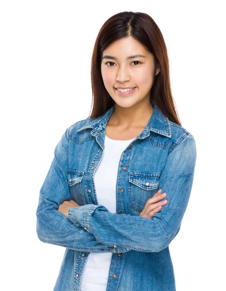 Asian woman with arms crossed — Stock Photo, Image