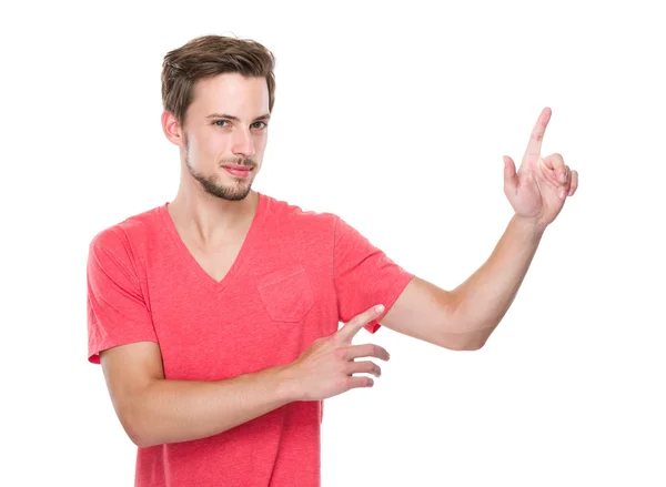 Adam iki parmak ile işaret — Stok fotoğraf