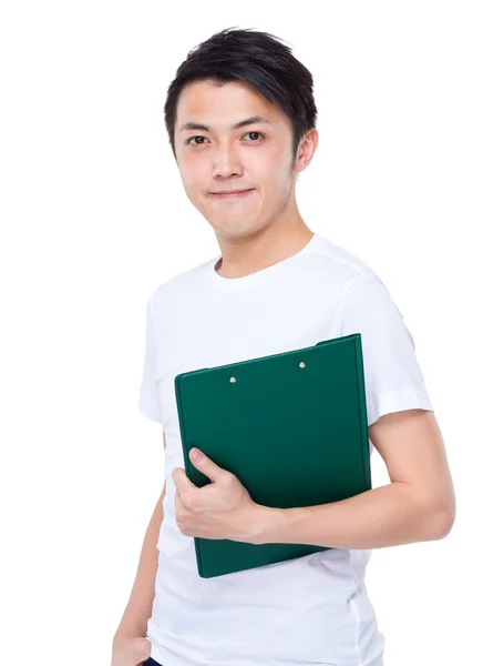 Asian man with clipboard — Stock Photo, Image