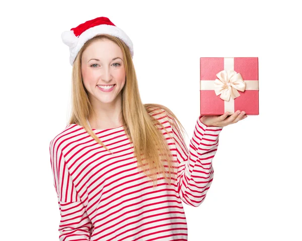 Mujer de Navidad celebrar con caja de regalo —  Fotos de Stock