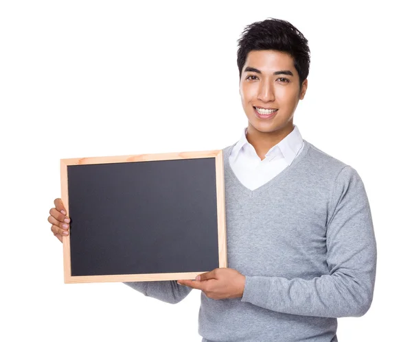 Man with chalkboard — Stock Photo, Image