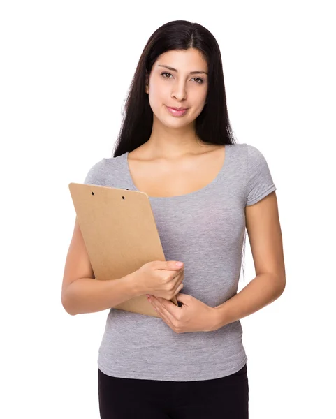 Woman with clipboard — Stock Photo, Image