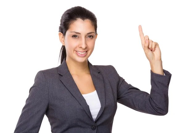 Mujer de negocios con el dedo hacia arriba — Foto de Stock