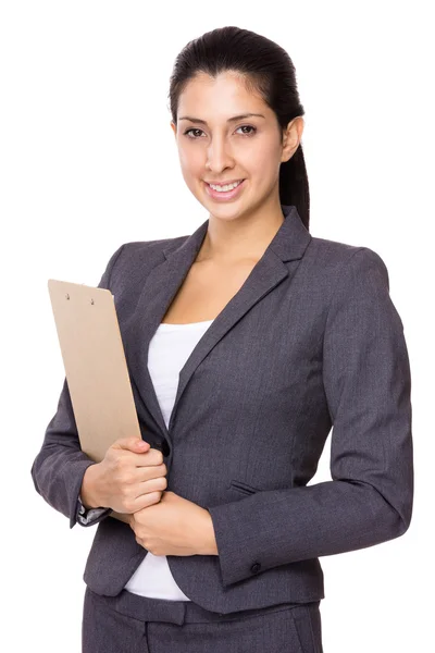 Businesswoman with clipboard — Stock Photo, Image