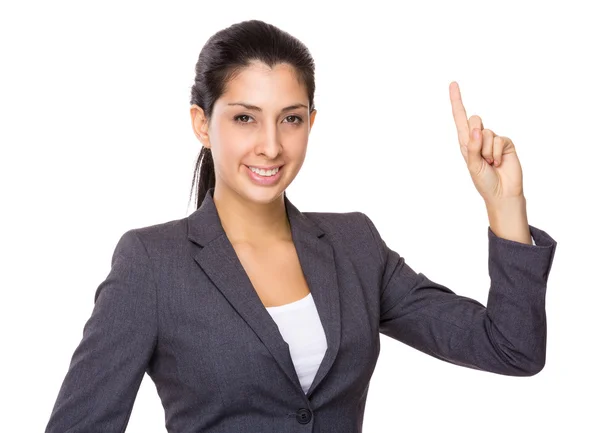 Businesswoman with finger point up Stock Picture