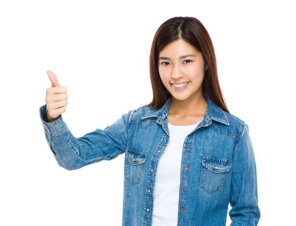 Asian woman with thumb up — Stock Photo, Image