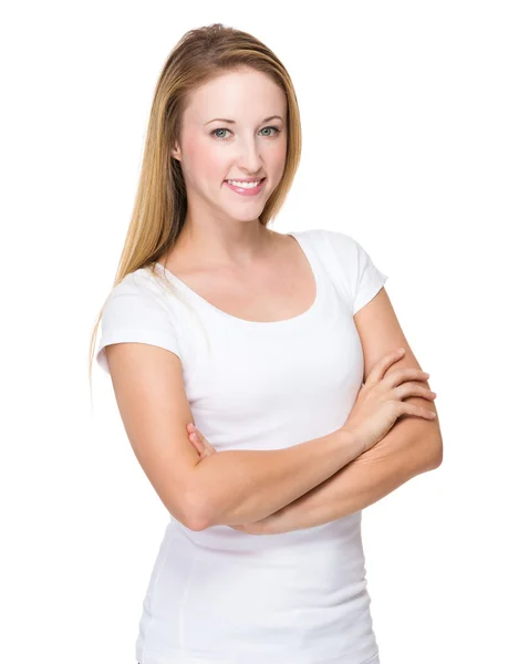 Woman with arms crossed — Stock Photo, Image