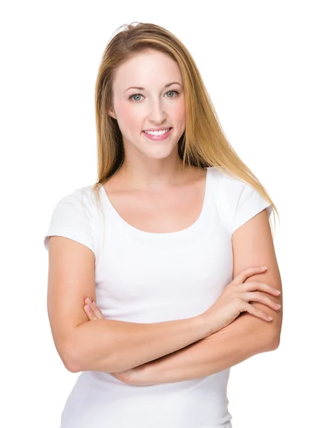 Woman with arms crossed — Stock Photo, Image