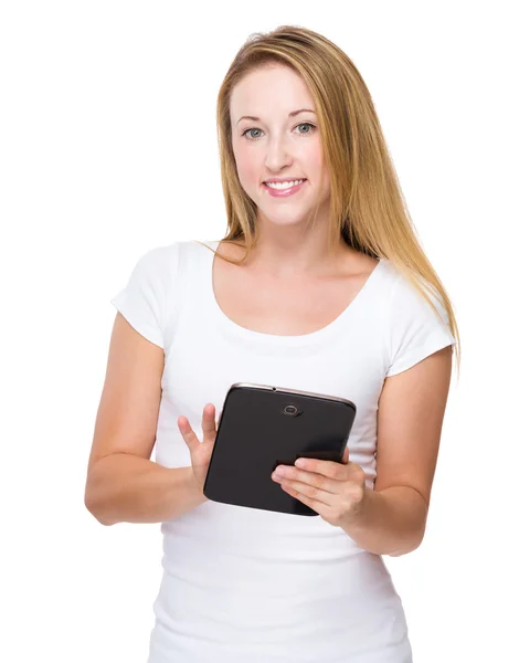 Woman using digital tablet — Stock Photo, Image