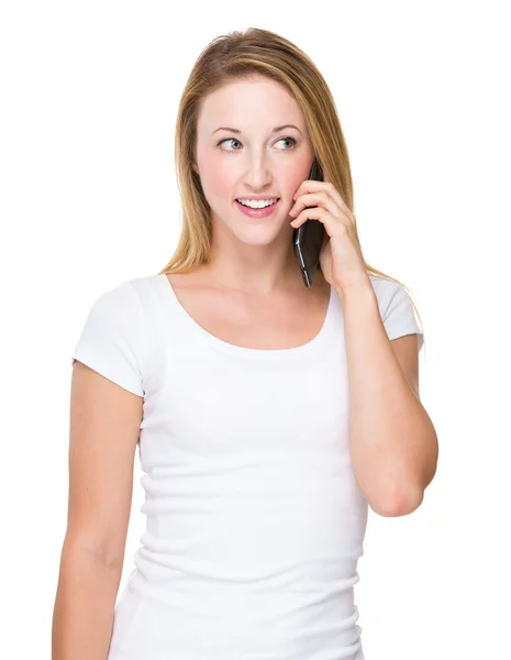 Woman talking on phone — Stock Photo, Image