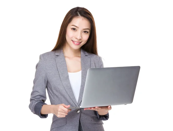 Businesswoman with notebook — Stock Photo, Image