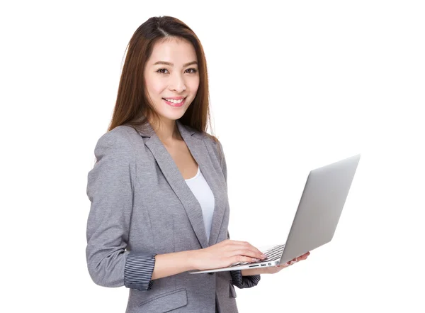 Businesswoman with notebook — Stock Photo, Image