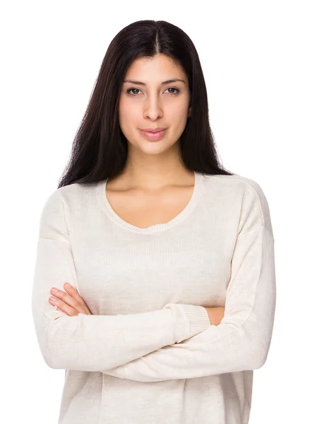 Woman with arms crossed — Stock Photo, Image