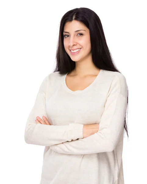 Woman with arms crossed — Stock Photo, Image