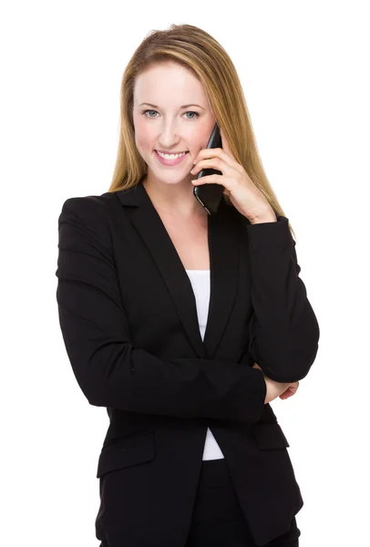 व्यवसाय महिला मोबाइल फोनवर बोलत — स्टॉक फोटो, इमेज