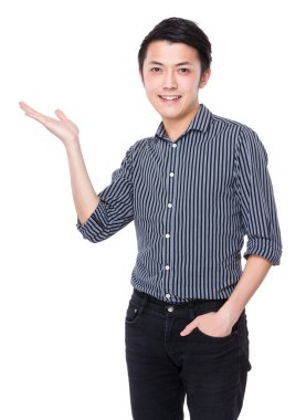 Açık el palm ile işadamı