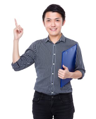 Pano ve parmak noktası ile işadamı