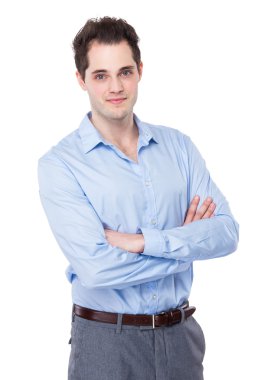 Kolları çapraz iş adamı