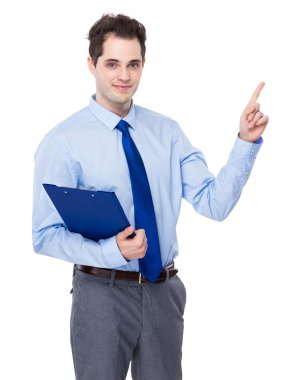 Pano ve parmak ile işadamı