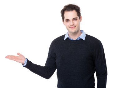 Açık el palm ile işadamı