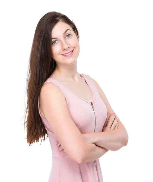 Beautiful woman with arms crossed — Stock Photo, Image