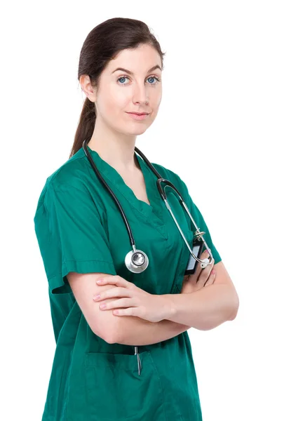 Ženský lékař s rukama zkříženýma — Stock fotografie