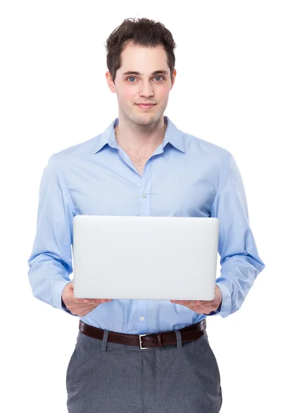 Geschäftsmann mit Laptop — Stockfoto