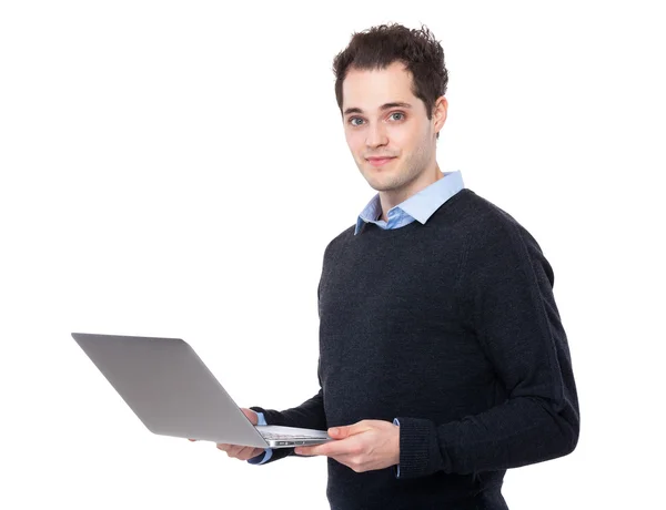 Geschäftsmann mit Laptop — Stockfoto