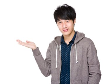 Açık el palm ile adam