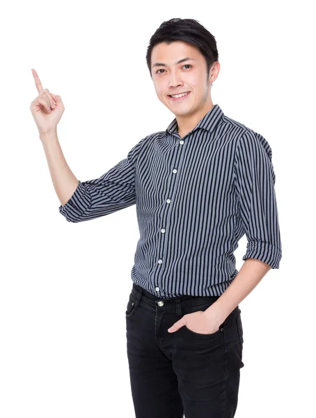 Businessman with finger point up — Stock Photo, Image