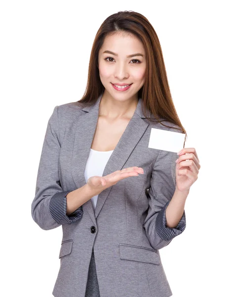 Businesswoman with namecard — Stock Photo, Image