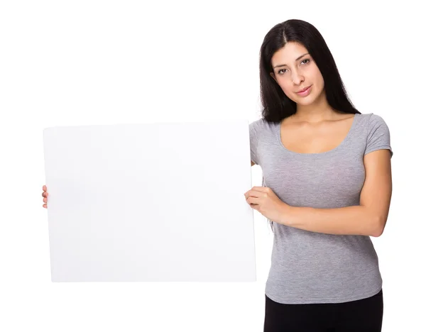 Vrouw met witte banner Rechtenvrije Stockafbeeldingen