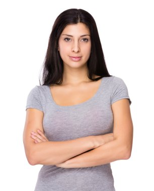 Kolları bağlı bir kadın.