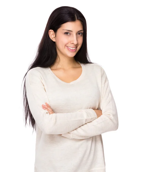 Woman with arms crossed — Stock Photo, Image