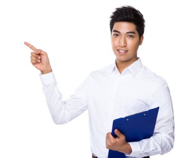 Pano ve parmak noktası ile işadamı