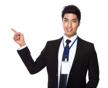 İşadamı dışarı gösterilen parmak ile