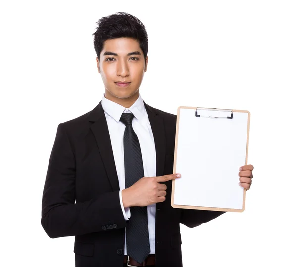 Businessman with clipboard — Stock Photo, Image