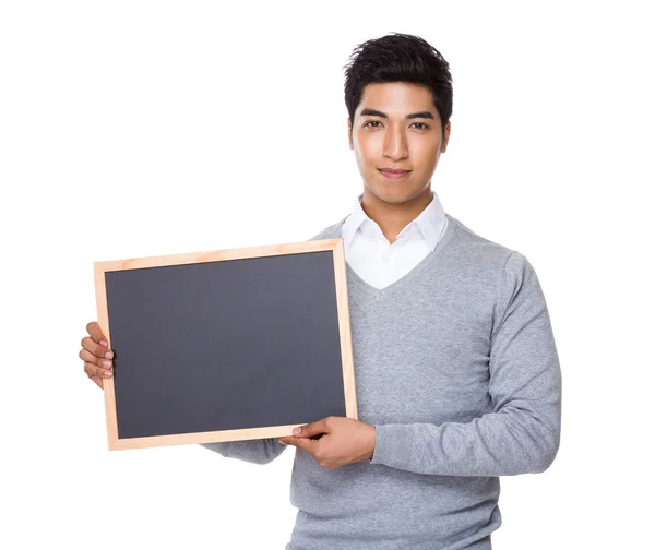 Businessman with chalkboard — Stock Photo, Image